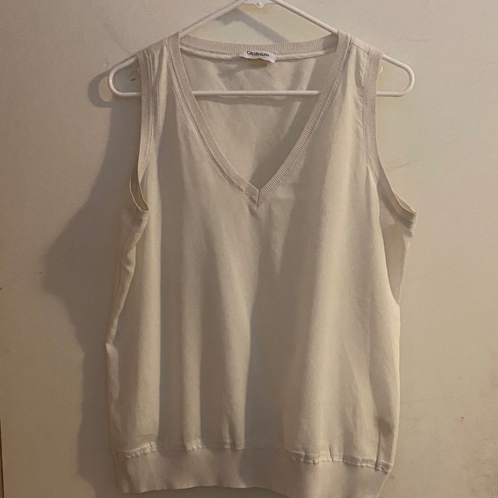 Calvin Klein Cream V-Neck Tank Top